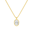 Stellaire Oval Bezel Solitaire Lab-Grown Diamond Pendant Necklace in 18K Yellow Gold, front view
