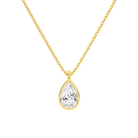 Stellaire Pear Bezel Solitaire Lab-Grown Diamond Pendant Necklace in 14K Yellow Gold, front view
