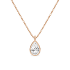 Stellaire Pear Bezel Solitaire Lab-Grown Diamond Pendant Necklace in 14K Rose Gold, front view