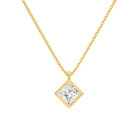 Stellaire Princess Bezel Solitaire Lab-Grown Diamond Pendant Necklace in 18K Yellow Gold, front view