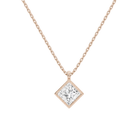Stellaire Princess Bezel Solitaire Lab-Grown Diamond Pendant Necklace in 14K Rose Gold, front view