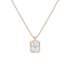 Stellaire Radiant Bezel Solitaire Lab-Grown Diamond Pendant Necklace in 14K Rose Gold, front view