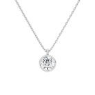 Stellaire Round Bezel Solitaire Lab-Grown Diamond Pendant Necklace in 18K White Gold, front view