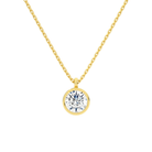 Stellaire Round Bezel Solitaire Lab-Grown Diamond Pendant Necklace in 14K Yellow Gold, front view