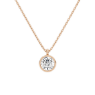 Stellaire Round Bezel Solitaire Lab-Grown Diamond Pendant Necklace in 14K Rose Gold, front view