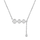 Gianna Three Stone Tassel Lab-Grown Diamond Necklace in 14K White Gold, front view