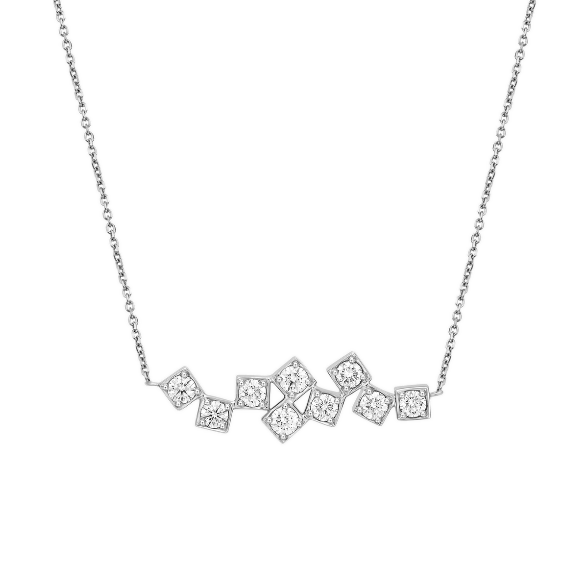 Tindra Ensemble Brilliant Link Lab-Grown Diamond Necklace in 14K White Gold, front view