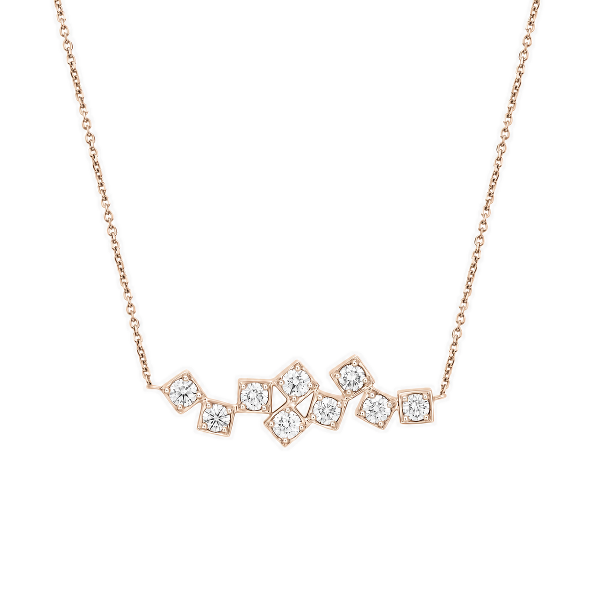 Tindra Ensemble Brilliant Link Lab-Grown Diamond Necklace in 14K Rose Gold, front view