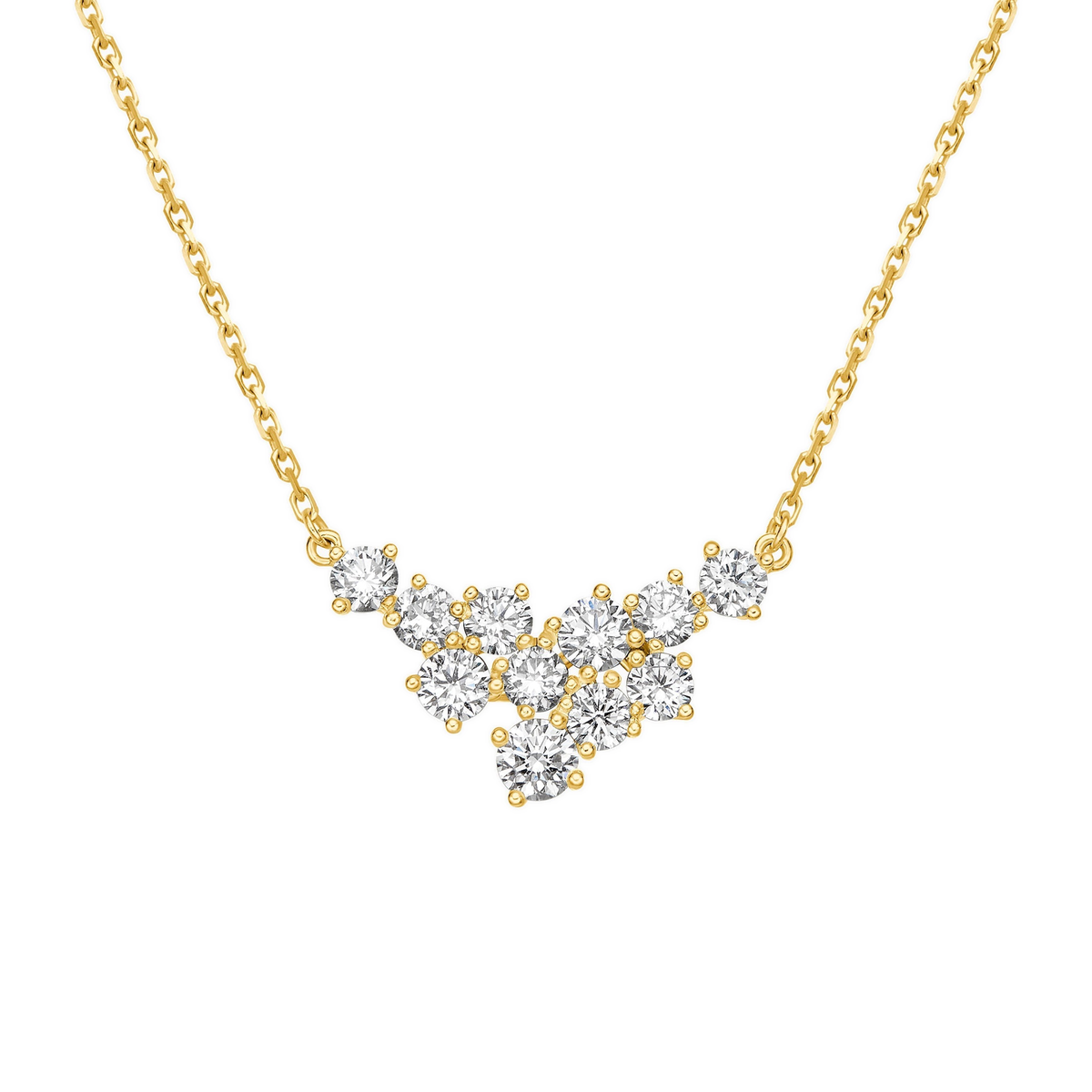 Estelle Sparkling Cluster Lab-Grown Diamond Necklace in 14K Yellow Gold, front view