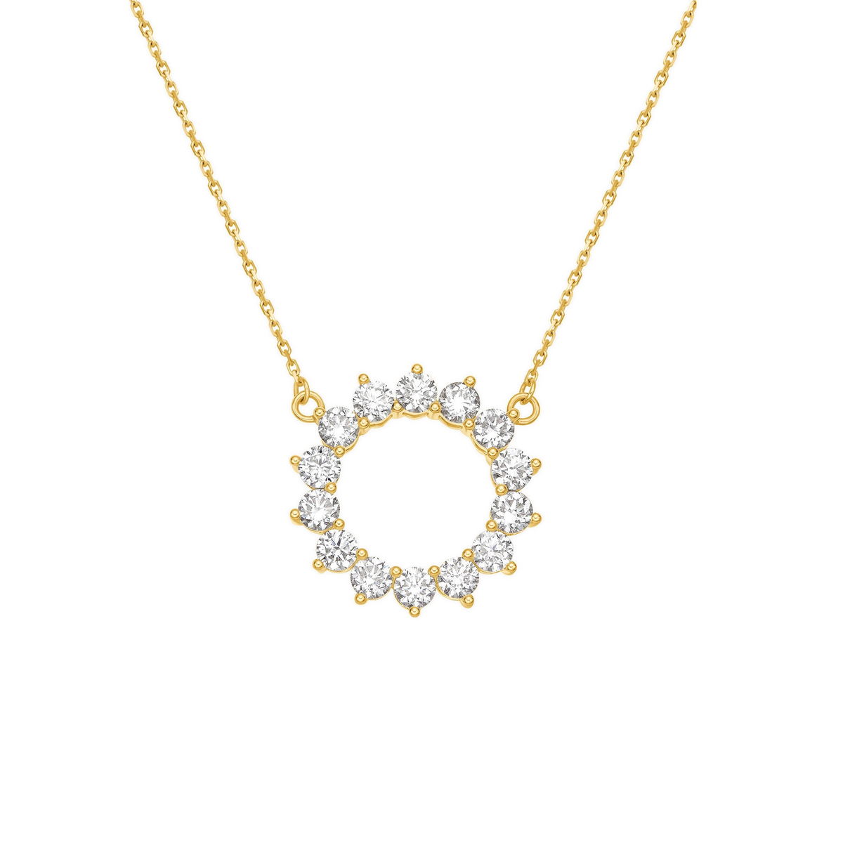 Celina Eclipse Open Circle Lab-Grown Diamond Necklace in 18K Yellow Gold, front view