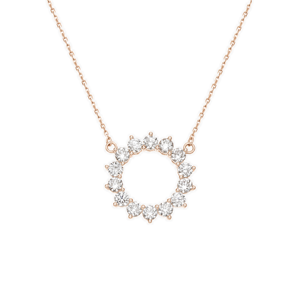 Celina Eclipse Open Circle Lab-Grown Diamond Necklace in 14K Rose Gold, front view