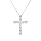 Iris Shared Prong Cross Lab-Grown Diamond Necklace in 14K White Gold, front view