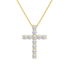 Iris Shared Prong Cross Lab-Grown Diamond Necklace in 14K Yellow Gold, front view