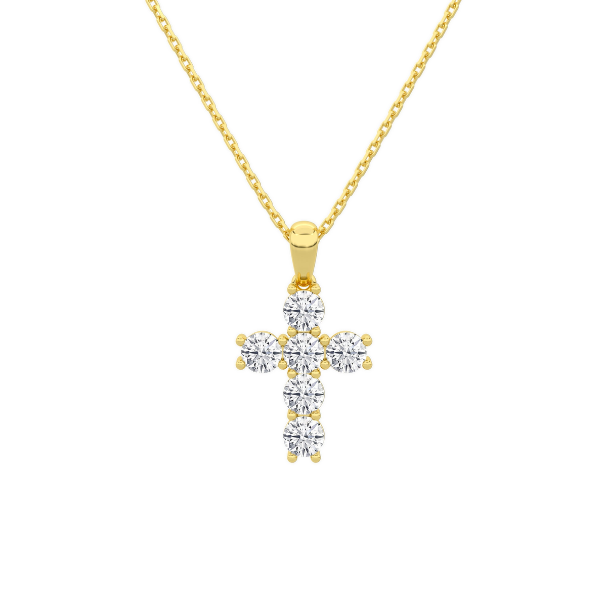 Nerissa Cross Lab-Grown Diamond Pendant Necklace in 14K Yellow Gold, front view