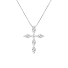 Saphira Cross Lab-Grown Diamond Necklace in 18K White Gold, front view