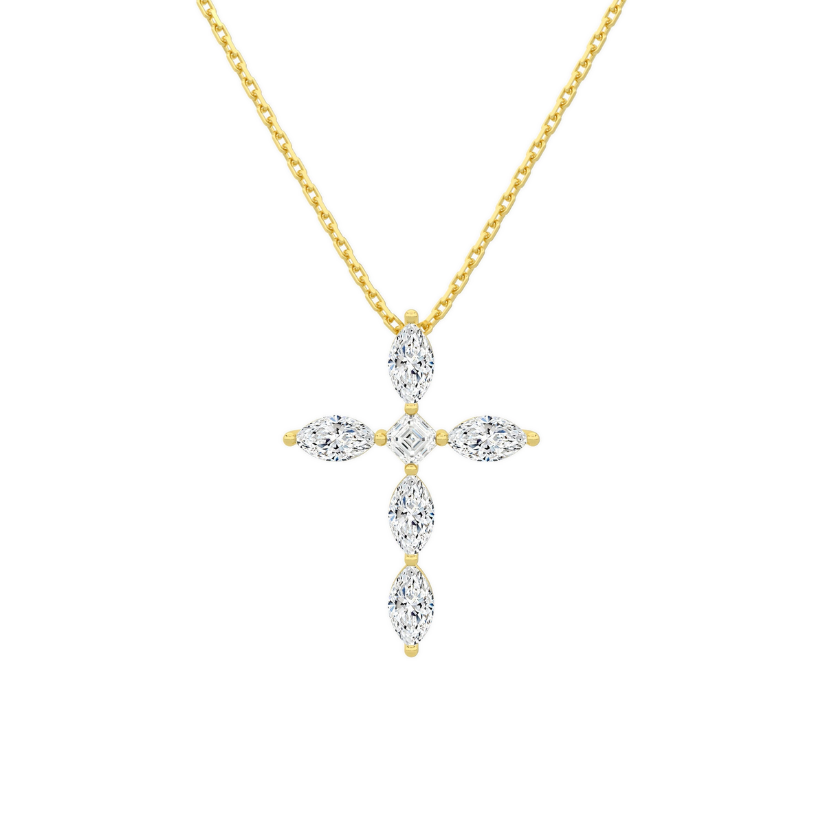 Saphira Cross Lab-Grown Diamond Necklace in 14K Yellow Gold, front view