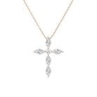 Saphira Cross Lab-Grown Diamond Necklace in 14K Rose Gold, front view
