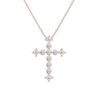 Thea Cross Lab-Grown Diamond Pendant Necklace in 14K Rose Gold, front view