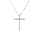Yara French Pave Cross Lab-Grown Diamond Pendant Necklace in Platinum, front view