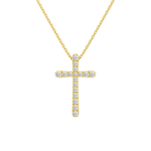 Yara French Pave Cross Lab-Grown Diamond Pendant Necklace in 18K Yellow Gold, front view