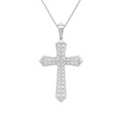 Zelie Flare Edge Cross Lab-Grown Diamond Pendant Necklace in Platinum, front view