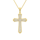 Zelie Flare Edge Cross Lab-Grown Diamond Pendant Necklace in 18K Yellow Gold, front view