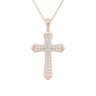 Zelie Flare Edge Cross Lab-Grown Diamond Pendant Necklace in 14K Rose Gold, front view