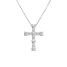 Aurette Prong Cross Lab-Grown Diamond Pendant Necklace in 14K White Gold, front view