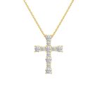 Aurette Prong Cross Lab-Grown Diamond Pendant Necklace in 18K Yellow Gold, front view