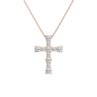 Aurette Prong Cross Lab-Grown Diamond Pendant Necklace in 14K Rose Gold, front view