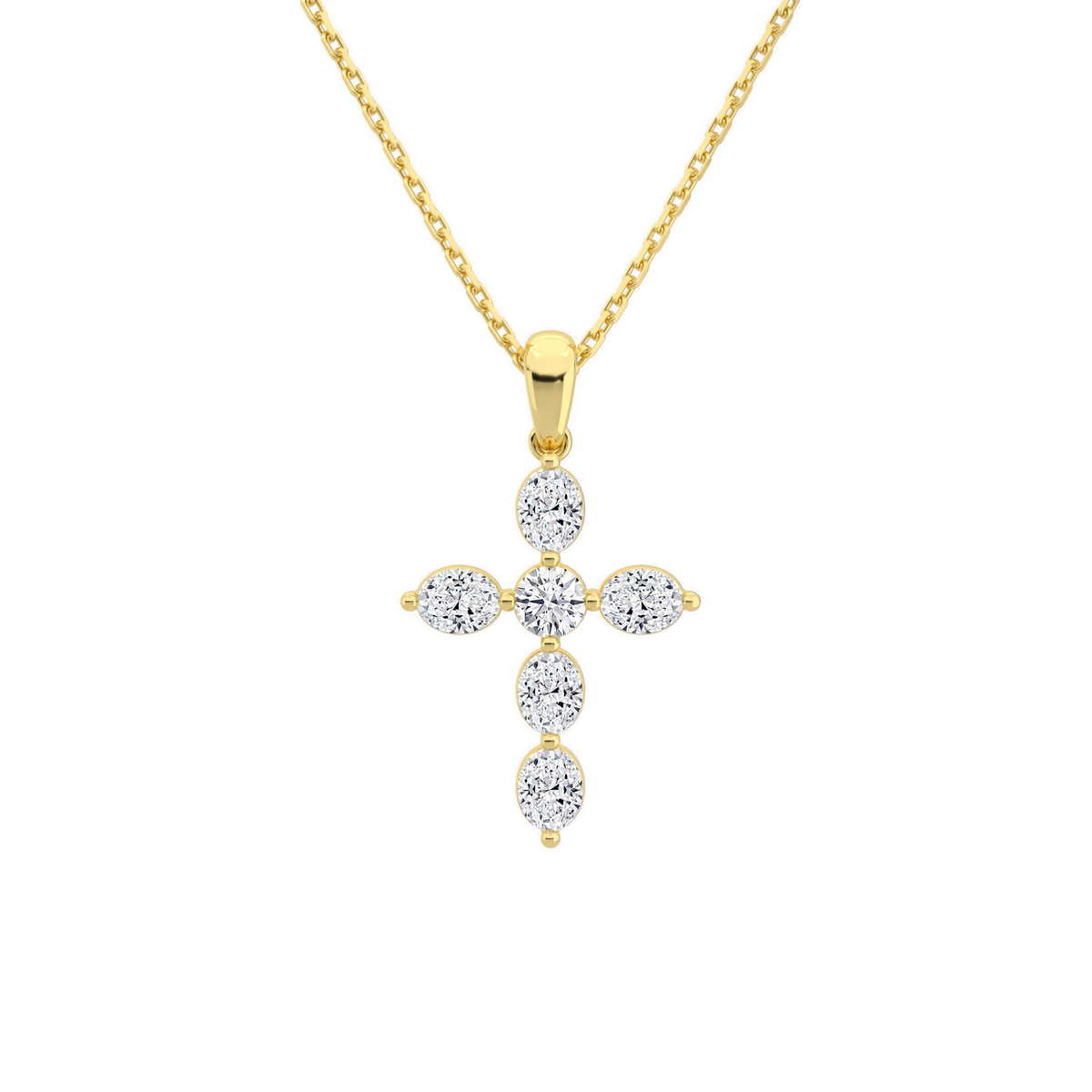 Idalia Cross Lab-Grown Diamond Necklace in 14K Yellow Gold, front view