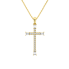 Orienne Tapered Baguette Cross Lab-Grown Diamond Pendant Necklace in 18K Yellow Gold, front view