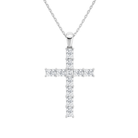 Ophira Mixed Cross Lab-Grown Diamond Pendant Necklace in 18K White Gold, front view
