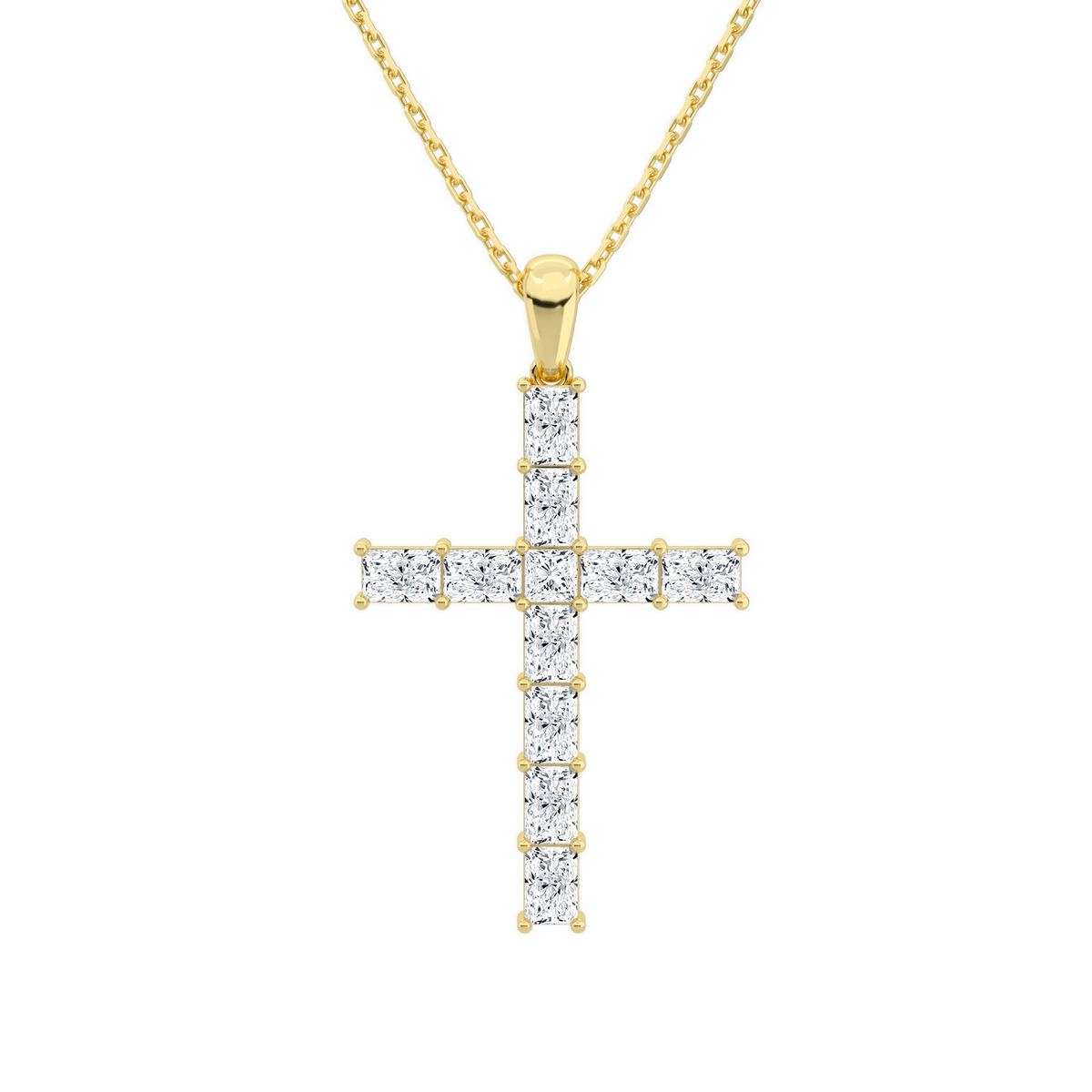 Ophira Mixed Cross Lab-Grown Diamond Pendant Necklace in 18K Yellow Gold, front view