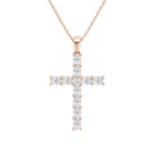 Ophira Mixed Cross Lab-Grown Diamond Pendant Necklace in 14K Rose Gold, front view