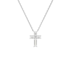Sora Baguette Cross Lab-Grown Diamond Pendant Necklace in 14K White Gold, front view