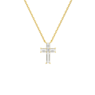 Sora Baguette Cross Lab-Grown Diamond Pendant Necklace in 14K Yellow Gold, front view