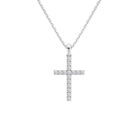 Hollis Classic Cross Lab-Grown Diamond Pendant Necklace in 14K White Gold, front view