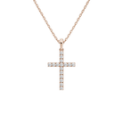 Hollis Classic Cross Lab-Grown Diamond Pendant Necklace in 14K Rose Gold, front view