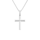 Laurel Beveled Edge Polished Cross Lab-Grown Diamond Pendant Necklace in 18K White Gold, front view