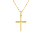Laurel Beveled Edge Polished Cross Lab-Grown Diamond Pendant Necklace in 18K Yellow Gold, front view