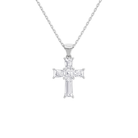 Milena Tapered Baguette Cross Lab-Grown Diamond Pendant Necklace in 18K White Gold, front view