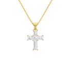 Milena Tapered Baguette Cross Lab-Grown Diamond Pendant Necklace in 18K Yellow Gold, front view