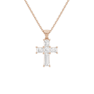 Milena Tapered Baguette Cross Lab-Grown Diamond Pendant Necklace in 14K Rose Gold, front view