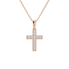 Rivka Bead Bright Cross Lab-Grown Diamond Pendant Necklace in 14K Rose Gold, front view