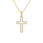 Winslet Classic Open Cross Lab-Grown Diamond Pendant Necklace in 18K Yellow Gold, front view