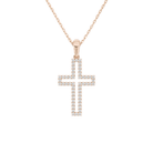 Winslet Classic Open Cross Lab-Grown Diamond Pendant Necklace in 14K Rose Gold, front view
