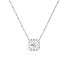 Jessa Asscher Halo Lab-Grown Diamond Necklace in 14K White Gold, front view