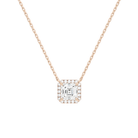 Jessa Asscher Halo Lab-Grown Diamond Necklace in 14K Rose Gold, front view