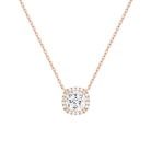 Jessa Cushion Halo Lab-Grown Diamond Necklace in 14K Rose Gold, front view